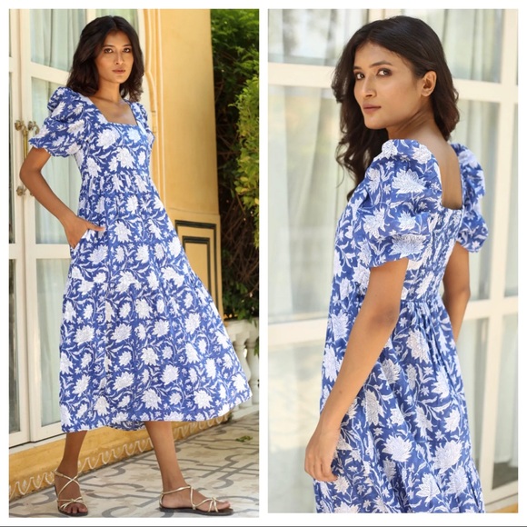 Monsoon and Beyond Dresses & Skirts - Monsoon and Beyond Blue and White Floral Midi Dress